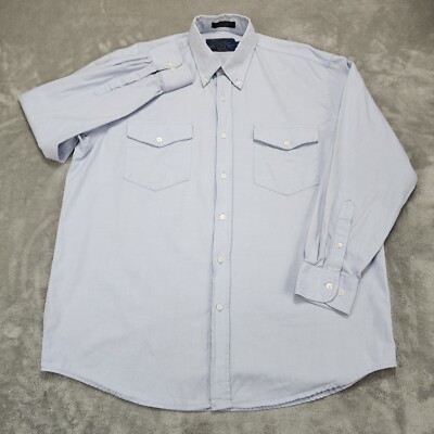 Circle S Shirt Mens 16 Large Blue Solid Western Cowboy Rodeo Business Casual