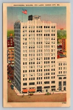 Postcard Missouri Kansas City Professional Bldg 11th & Grand Linen  C253