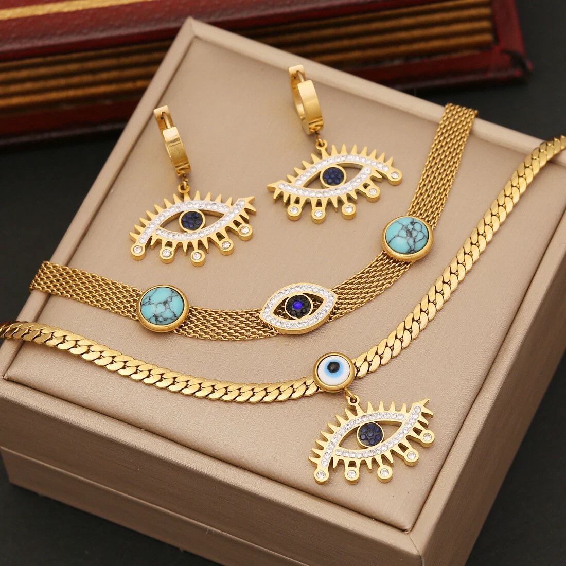 Evil eye shop jewelry set