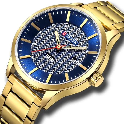 Orologio Curren Uomo Quarzo Lusso Oro Orologio Da Polso Luminoso Business Uomo Orologio NUOVO - Foto 13 di 29