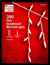 Home Accents 200 Clear Incandescent Mini Icicle Lights