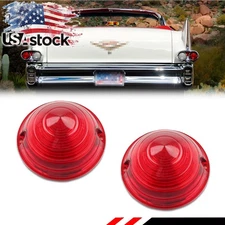 2PCS Red Rear Tail Light Lenses For 1958 Cadillac DeVille & Commercial Chassis