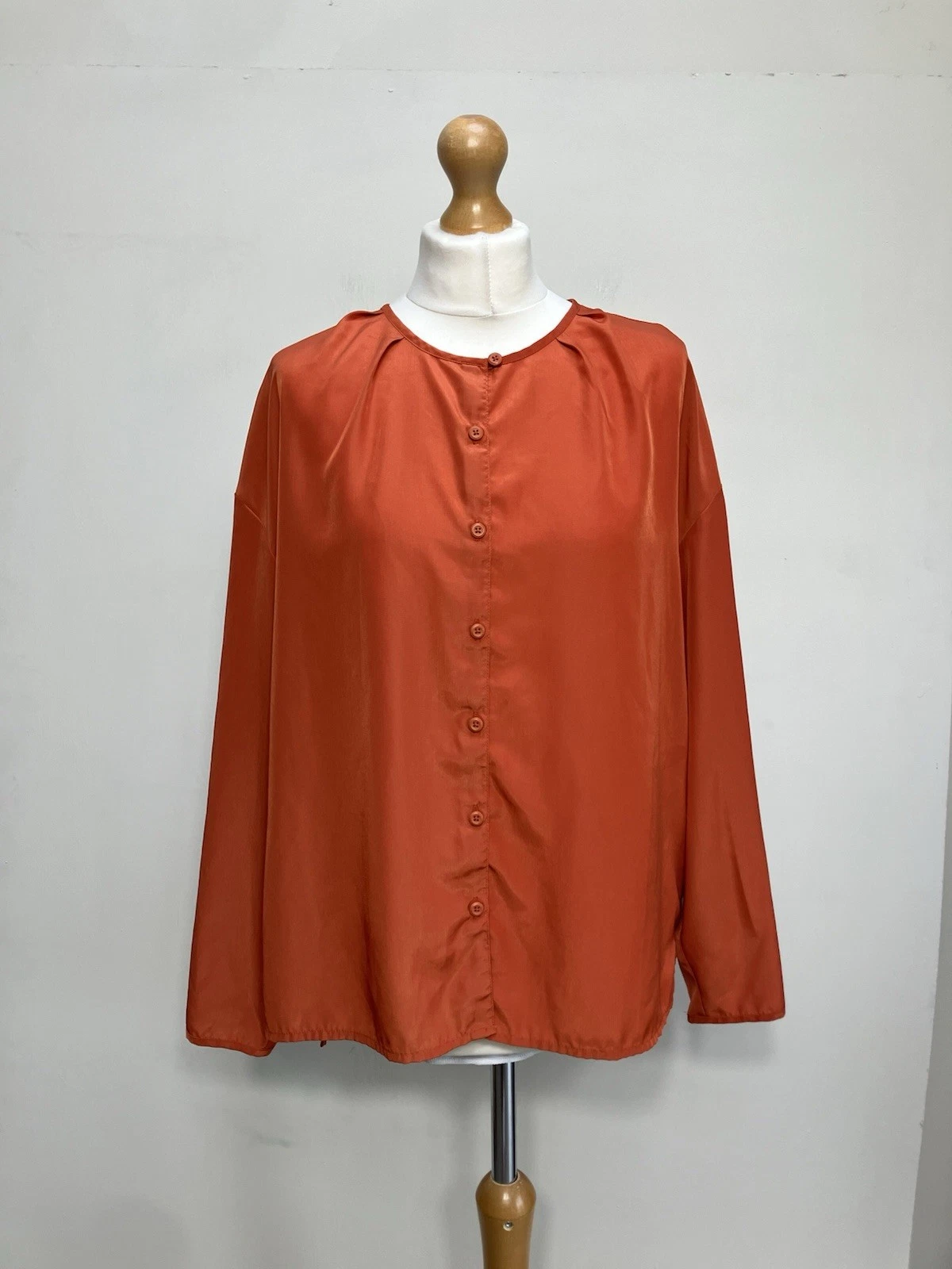 Rohan Womens Blouse Shirt Size UK 14 Orange UPF 50 Sun Protection Satin Smart