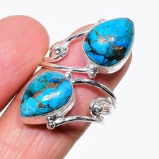 Copper Turquoise Gemstone 925 Sterling Silver Jewelry All Size Ring For Gift