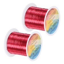 2-Rolls 0.2mmx100m Jewelry Wire, 32 Gauge Craft Wire Copper Wire, Red