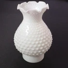 Vintage White Hobnail Milk Glass Oil Hurricane Lamp Shade Chimney Ruffled 3" Fit