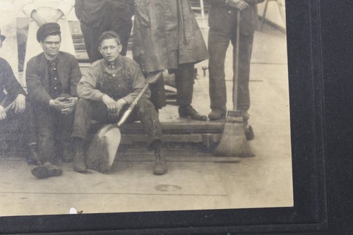 Merchant Ship & Crew Black & White Photo Matted 10x12 Vintage - Picture 6 of 14