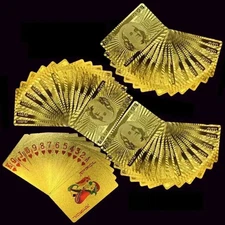 2 Decks Luxury 24K Gold Foil Waterproof Poker Cards Gift Set
