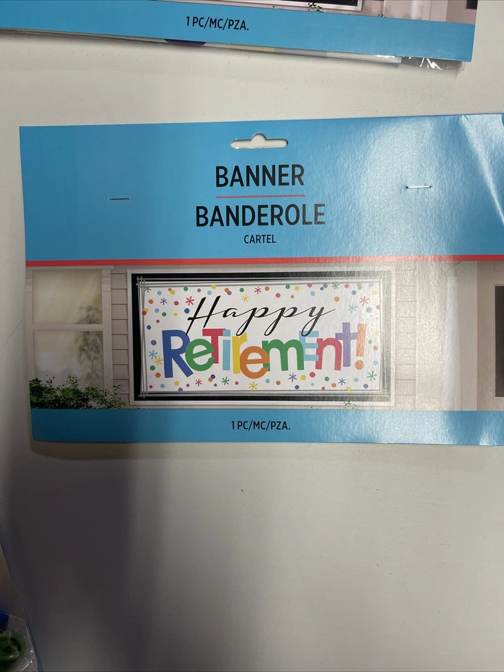 大量 多色 "Happy Retirement" 标志横幅 Amscan 65 x 33.5 & 气球 — 第 4/4 张图片