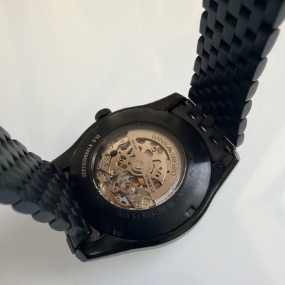 Emporio Armani Stainless Steel Black Skeleton Dial Automatic