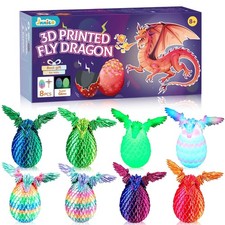 8PCS 3D Printed Dragon Eggs with Dragon Inside,Mini Fidget Dragon with Wings,...