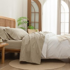 Bestouch Sheet Set 100 Washed Cotton Linen Feel Super Soft Comfortable Chic