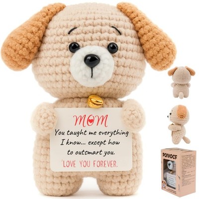 for Mom, Gift for Mom from Daughter or Son, Handmade Crochet Puppy with Messa...