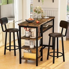 47" Bar Dining Table Set for 2, 3 Piece Bar Table and Chairs Set