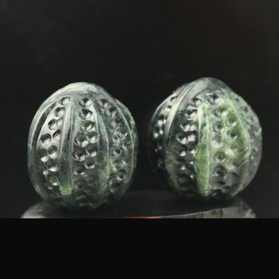 Natural xiu yan jade hand-carved double walnut Chinese health ball gift #11