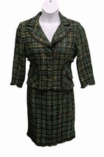 Kay Unger Womens Size 12 Black Multicolor Tweed Skirt Suit Office Classic