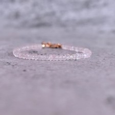 Rose Quartz Faceted Rondelle 4MM Gemstone Beads Handmade Men Women Bracelet 6-8