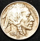 1934 D 5C INDIAN HEAD BUFFALO NICKEL EARLY US TYPE COIN DARK COLOR