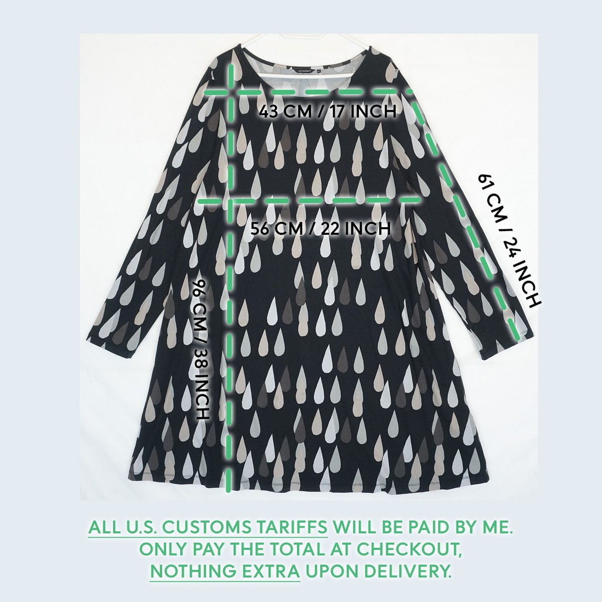 Marimekko Ellis Pisaroi Black & White Drop Pattern Stretchy Dress