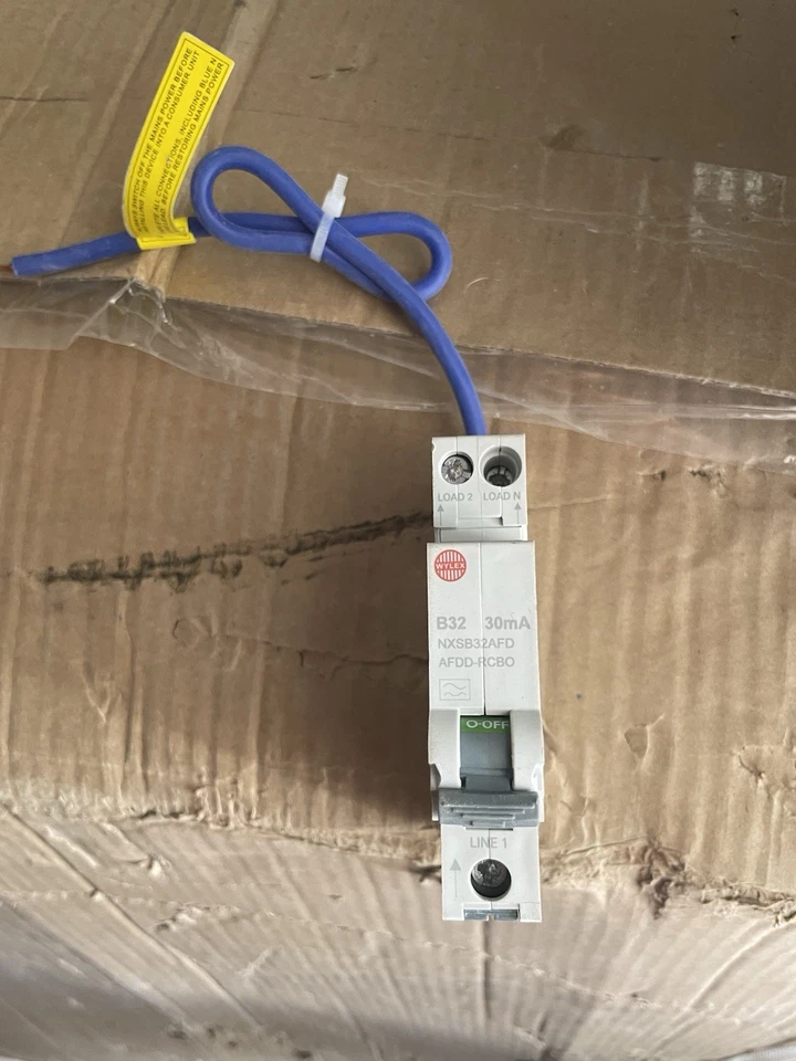 Wylex 32 amp AFDD. 32 Amp B Type 1P+N AFDD RCBO Single Module Arc Fault Device