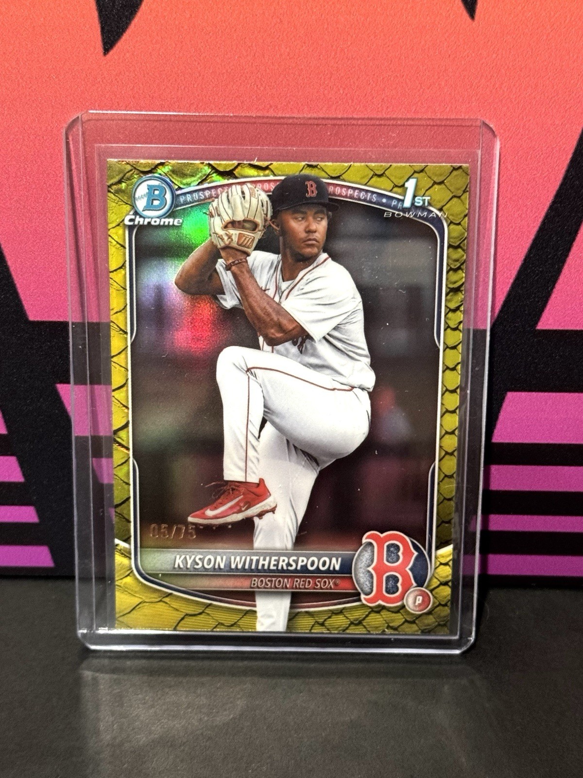 2025 Bowman Draft Kyson Witherspoon Chrome Yellow Reptilian Refractor 1st #/75