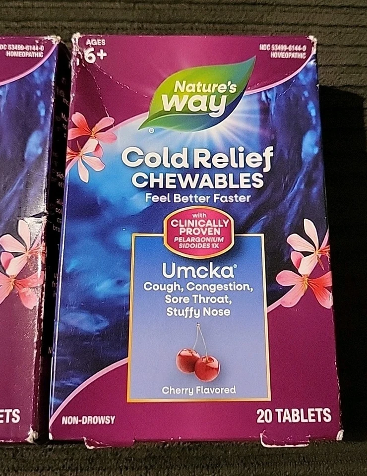 (3) Жевательные конфеты для снятия холода Nature's Way (20 таблеток каждая) ~ срок годности: 12/25+ - Изображение 2 из 3