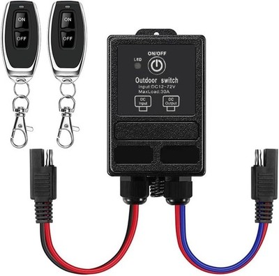 Powerful 12V Remote Control Switch with SAE Plug - Easy Push Button Operation