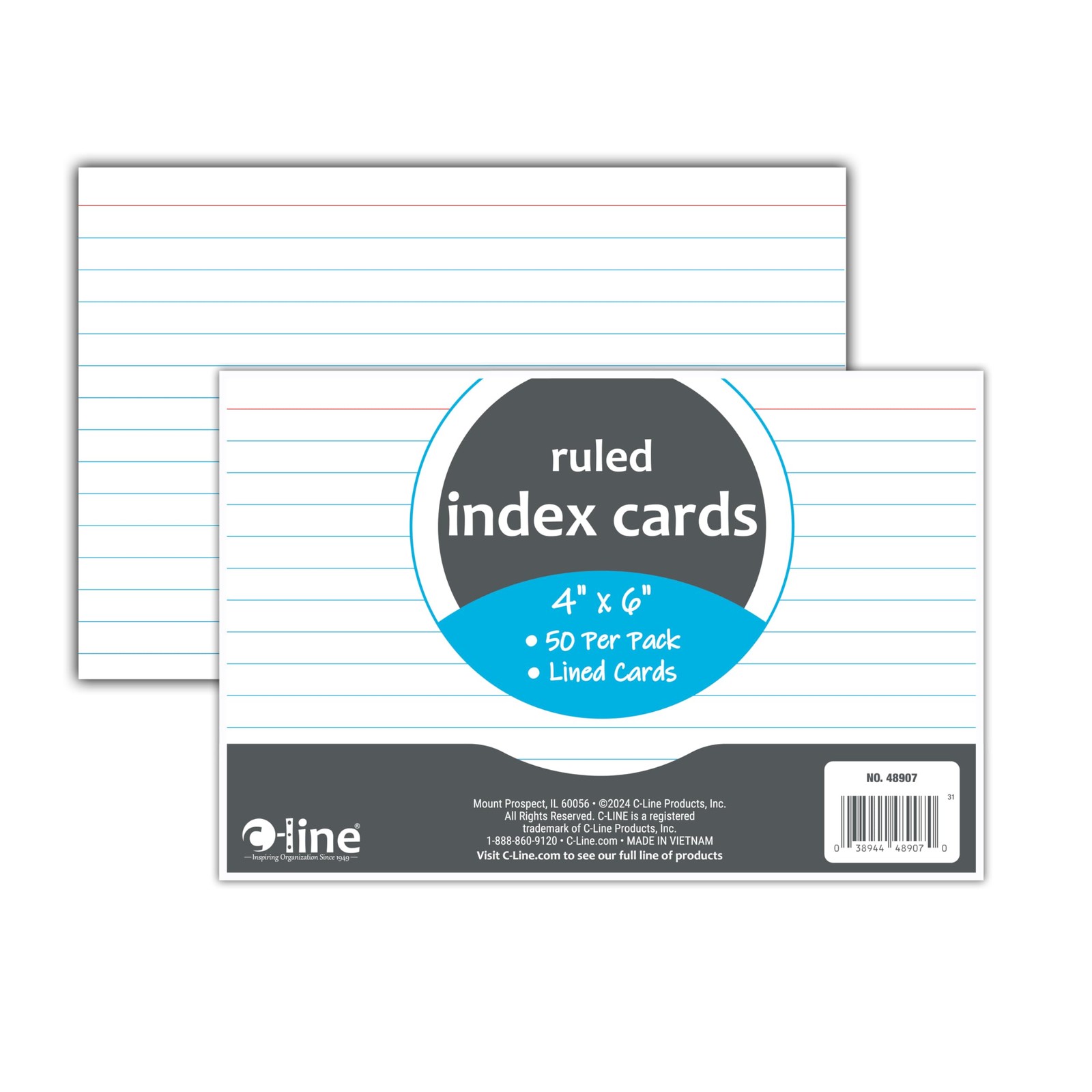 Ruled Index Cards 4x6 White Lined Note Cards 50 Pack for Study and Recipes