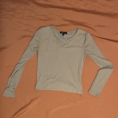 YMI Collection Woman s Small Taupe Ribbed Long Sleeve Top 
