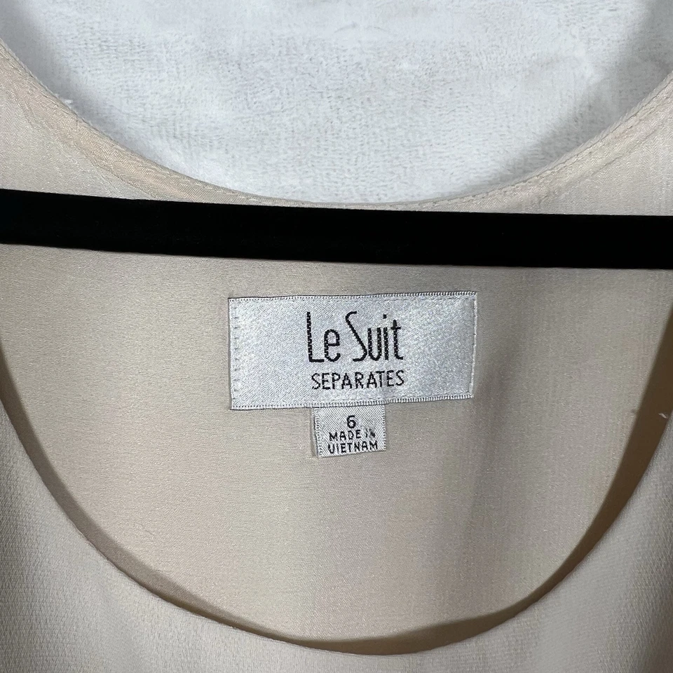 Blusa sin mangas Le Suit Separates para mujer talla 6 marfil forrada cremallera lateral carrera Foto 3 de 4