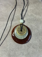 Collana con ciondolo Feng Shui buona fortuna corniola giada ottone moneta amuleto larghezza 5 cm