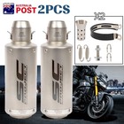 2X 51mm Universal Motorcycle Slip Exhaust Muffler Pipes Rear Pipe Tailpipe Tips