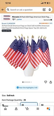 Small American Flag Spear Top 25 Pack
