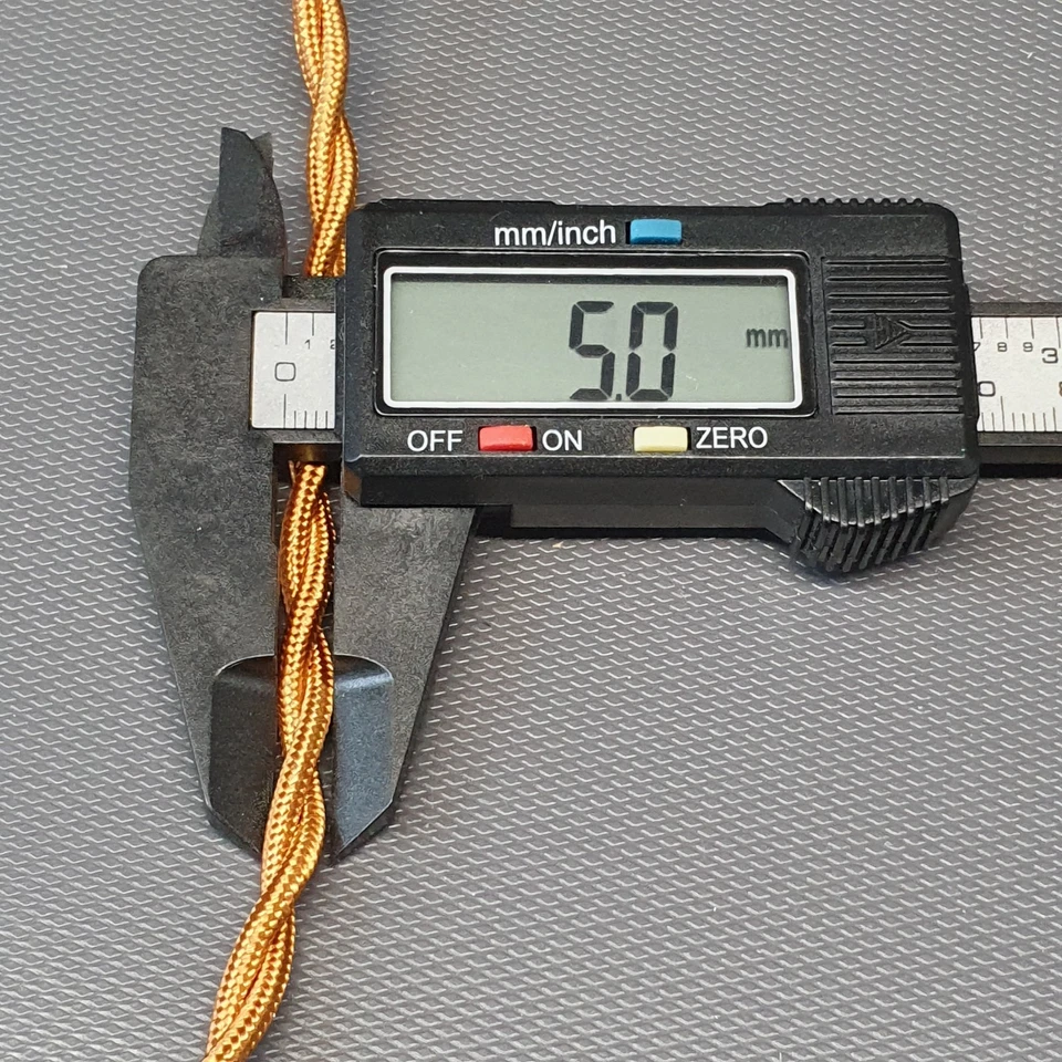 Fil électrique gainé tissu doré pour restauration de lampe ancienne / lustre - Photo 3/4