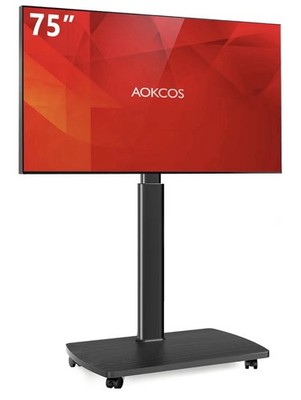 Rolling TV Stand for 43-75 Inch TVs, Portable Mobile on Wheels, 10-Level Height