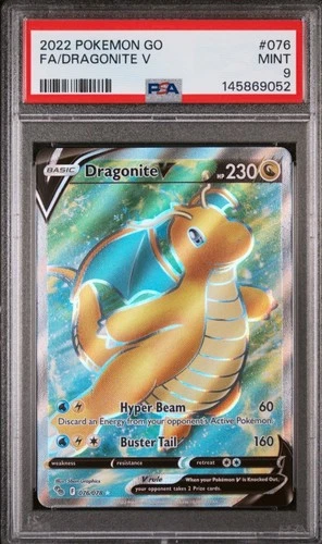 Dragonite V 076/078 Full Art Ultra Rare Holo Pokémon 2022 GO PSA 9 MINT