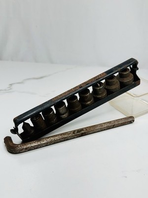 Antique Keystone Mfg Co Buffalo NY Socket Wrench Set Original Rack Early Auto 