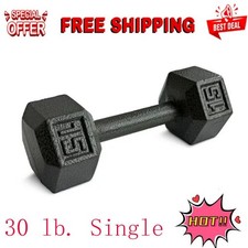 Single 30lb Cast Iron Dumbbell Hammertone Dumbbell Home Gym Strength Fitness US