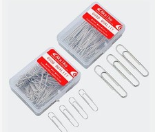 220pcs Silver Paper Clips, M  L Size 1.3" 2" Office Paperclips Storage Boxes