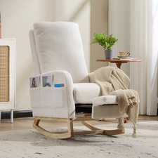 Modern Accent Rocking Chair with Solid Wood Legs Upholstered Nursery Glider