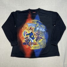 Vintage 1996 Yu-Gi-Oh Black Youth L 14/16 Long Sleeve Lets Duel T-Shirt Anime