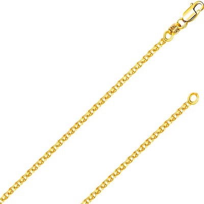 ECHTES 14K massives Gold italienisches Gelbgold Weißgold 1,5 mm, 1,7 mm, Gold, ohne Edelstein