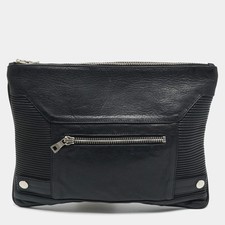 Balmain Biker Black Leather Clutch
