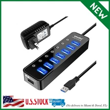 Powered USB Hub 3.0, Atolla 7-Port USB Data Hub Splitter with One Smart Charg...