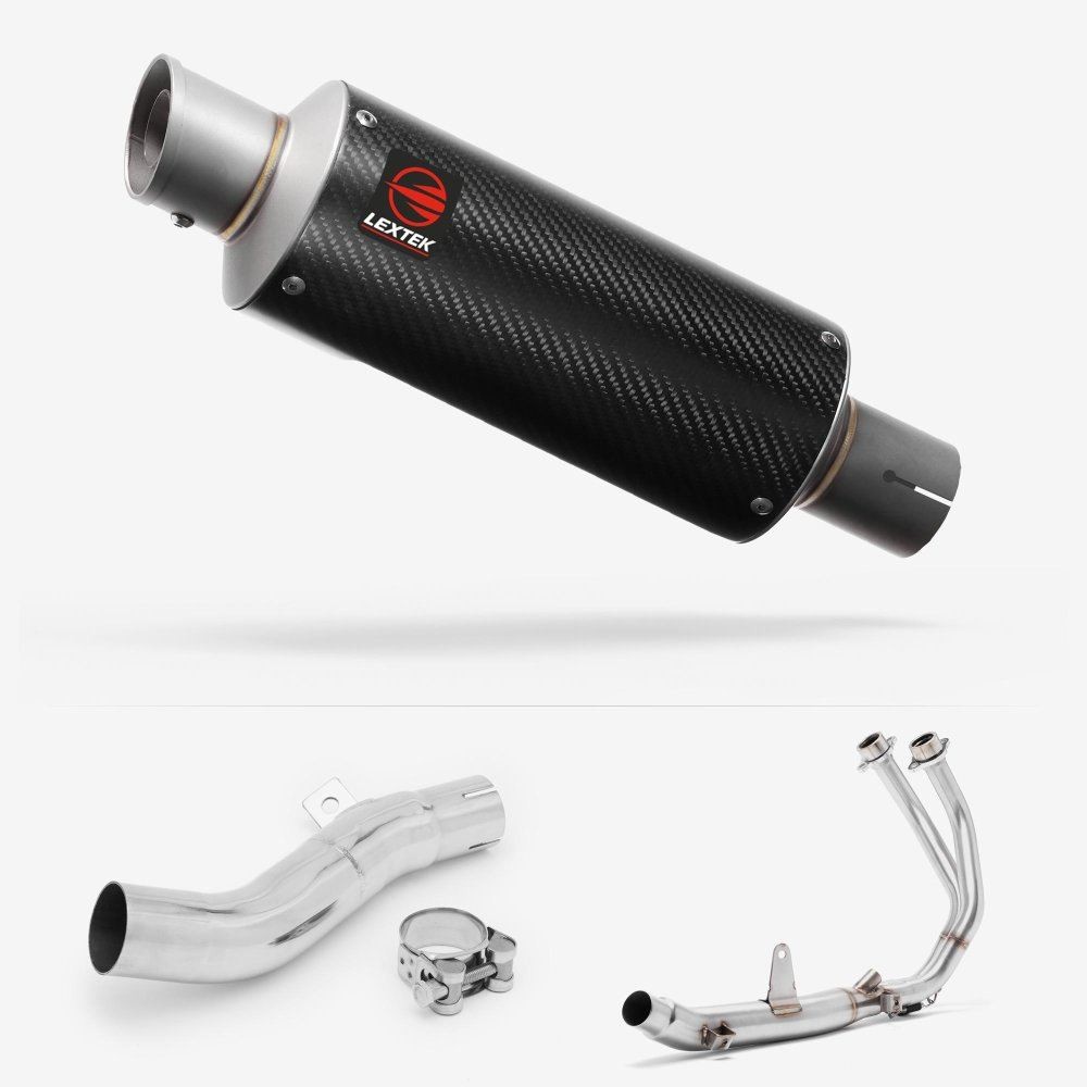 Lextek GP8C Carbon Fibre GP Stubby Exhaust System 240mm for Honda CB500X (17-19)