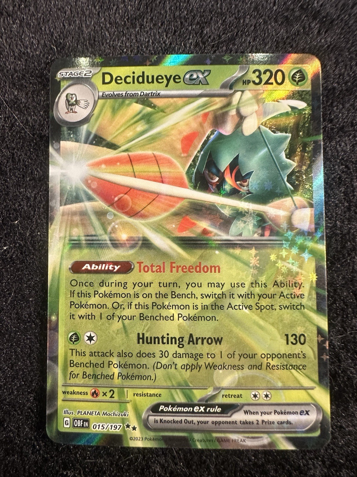 Pokémon TCG: Decidueye Ex 15/197 Obsidian Flames Double Rare Holo