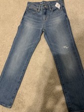 Old Navy Boys 90s Straight Jeans Sz 10 Distressed Light Wash Denim NWT