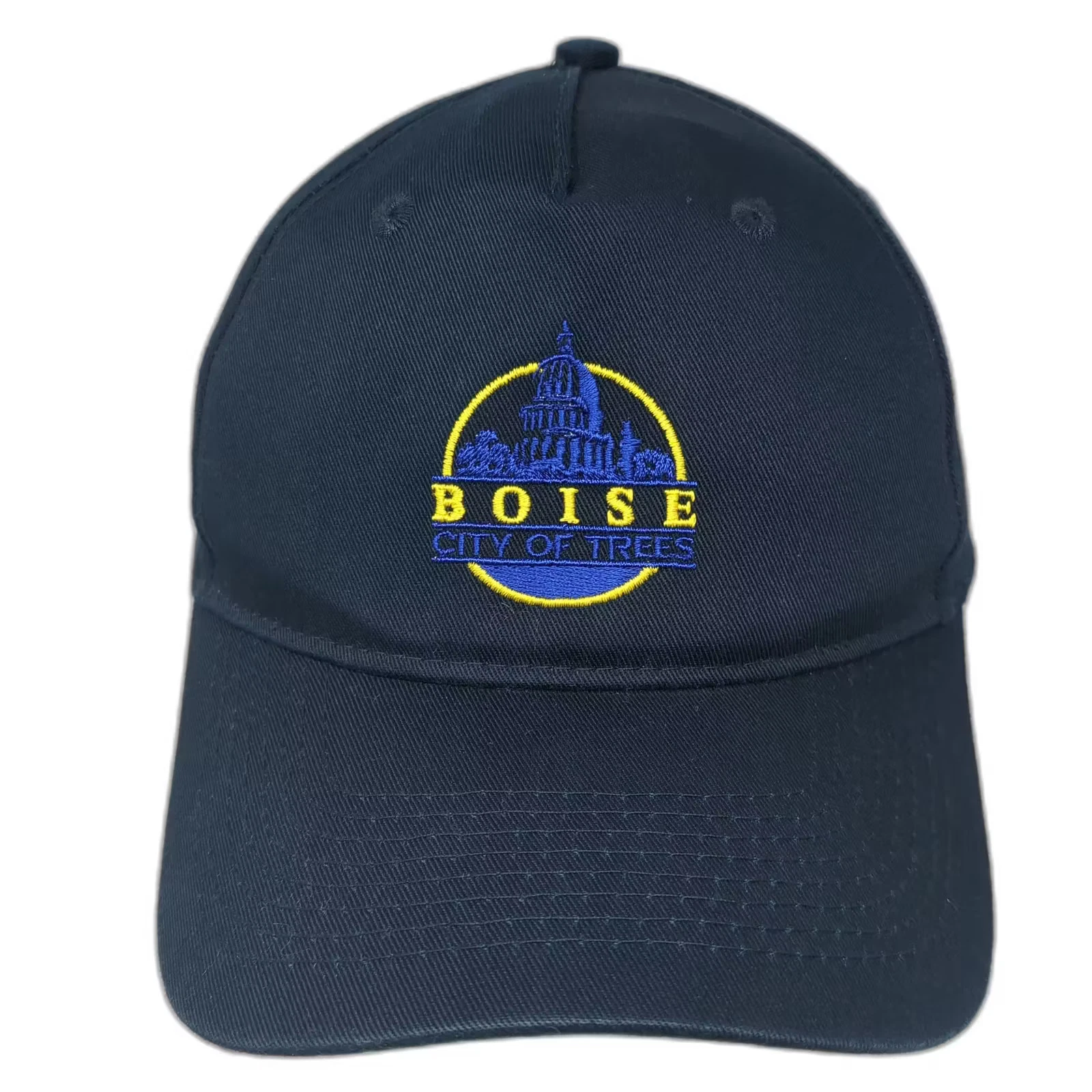 Port & Company 5 Panel Blue Yellow Hat Boise City of Trees OS Strapback Cotton
