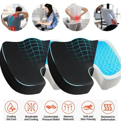 2PCS Seat Cushion Memory Foam Chair Pillow Pad for Back Tailbone Pain Relief NEW