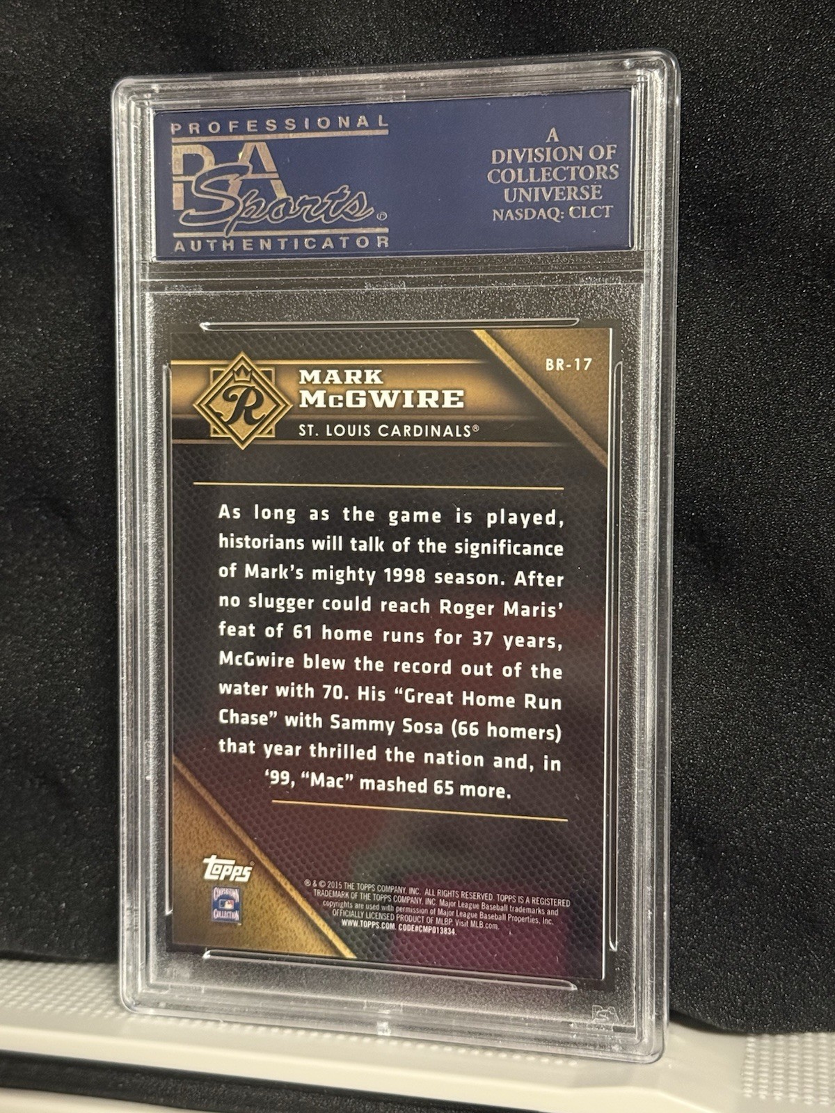 2015 Topps Baseball Royalty Mark McGwire #BR-17 Cardinals PSA 8 view 2